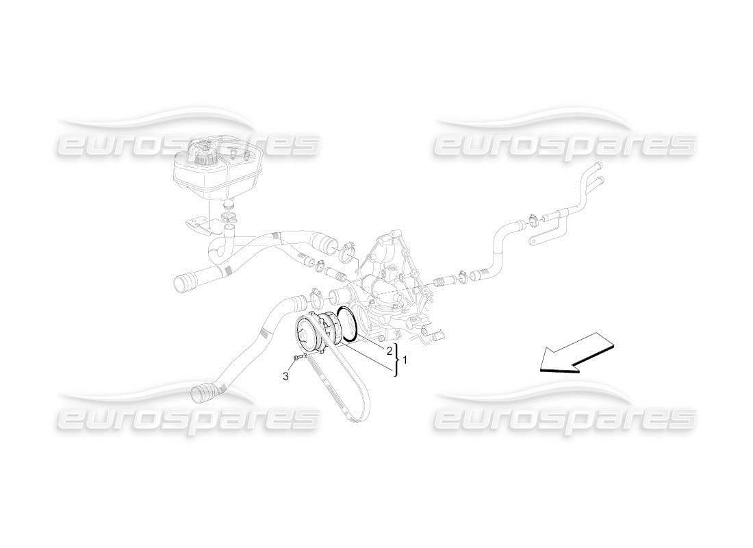 maserati qtp. (2011) 4.7 auto sistema di raffreddamento: diagramma delle parti della pompa dell'acqua