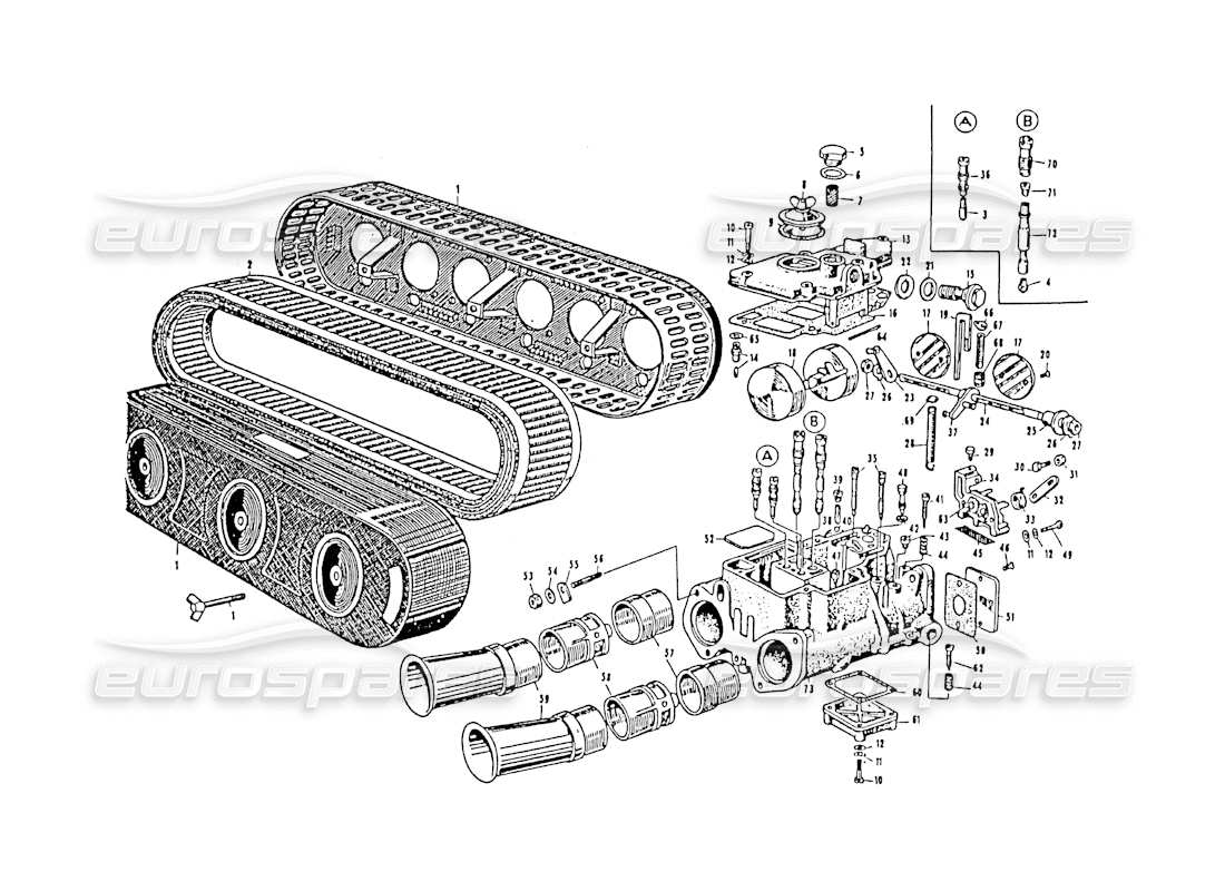 maserati 3500 gt diagramma delle parti del carburatore