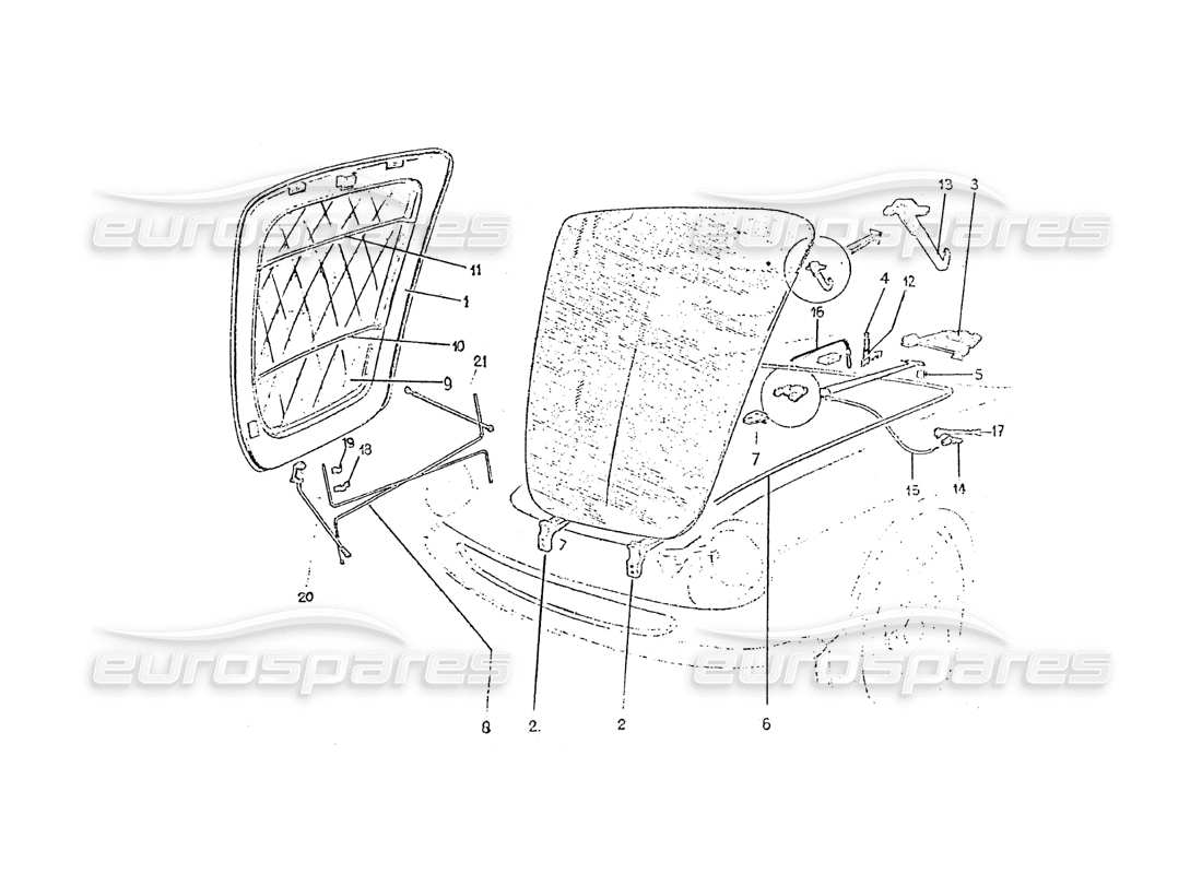 ferrari 275 (pininfarina coachwork) gruppo cofano mobile diagramma delle parti