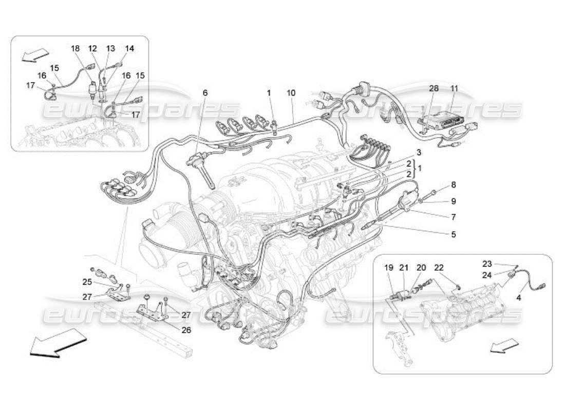 maserati qtp. (2005) 4.2 controllo elettronico: diagramma delle parti di controllo dell'iniezione e della fasatura del motore