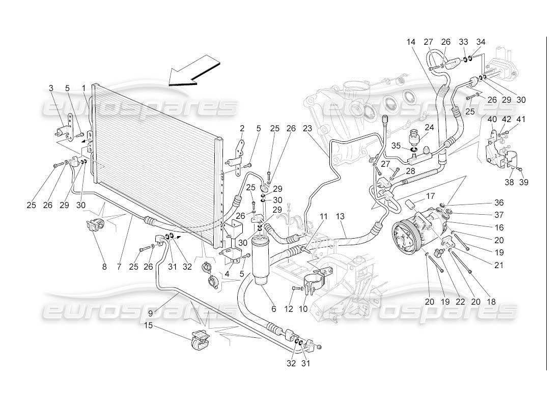 maserati qtp. (2007) 4.2 auto unità a c: diagramma delle parti dei dispositivi del vano motore