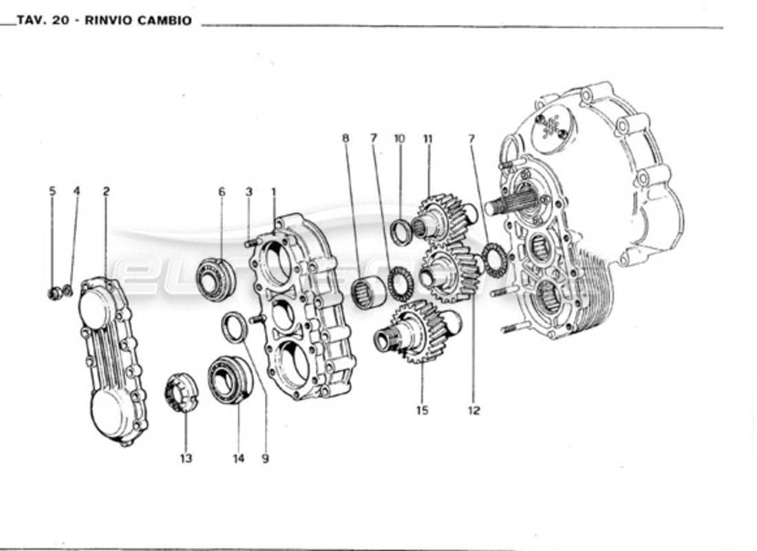 ferrari 246 gt series 1 trasmissione del cambio diagramma delle parti