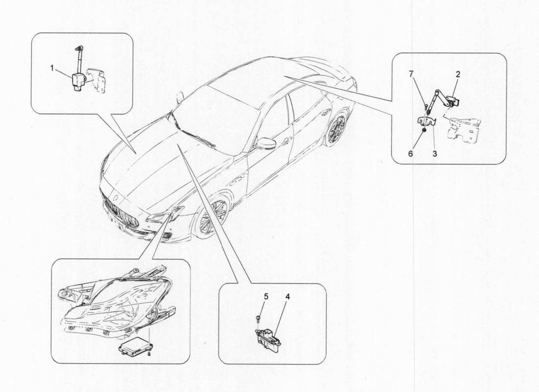 maserati qtp. v6 3.0 bt 410bhp 2015 diagramma delle parti del sistema di controllo dell'illuminazione