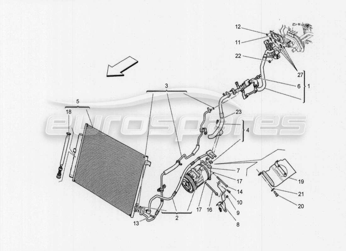 maserati qtp. v8 3.8 530bhp auto 2015 unità a c: diagramma della parte di diffusione