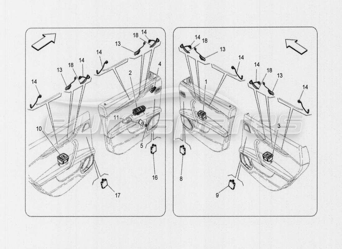 maserati qtp. v8 3.8 530bhp auto 2015 diagramma delle parti del sistema di allarme e immobilizzatore