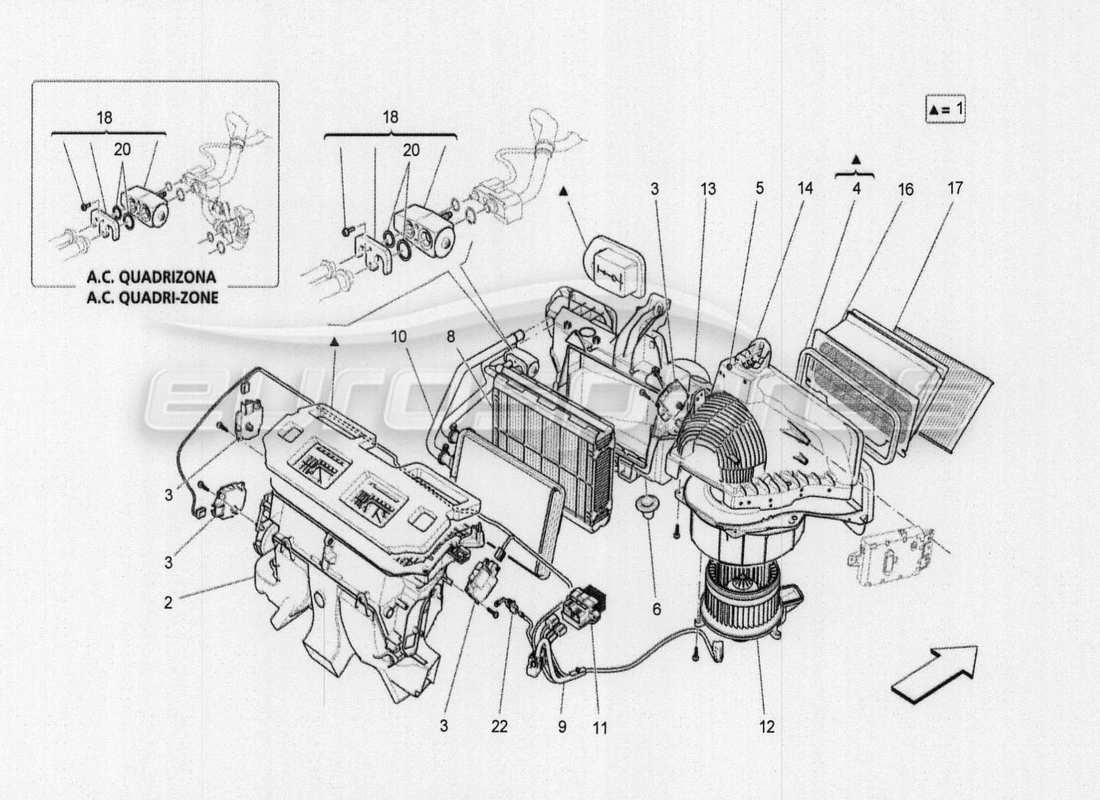 maserati qtp. v8 3.8 530bhp auto 2015 unità ac: schema delle parti dispositivi tunnel