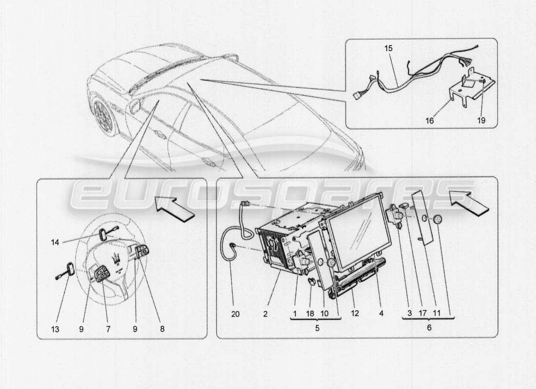 maserati qtp. v8 3.8 530bhp auto 2015 diagramma delle parti del sistema it
