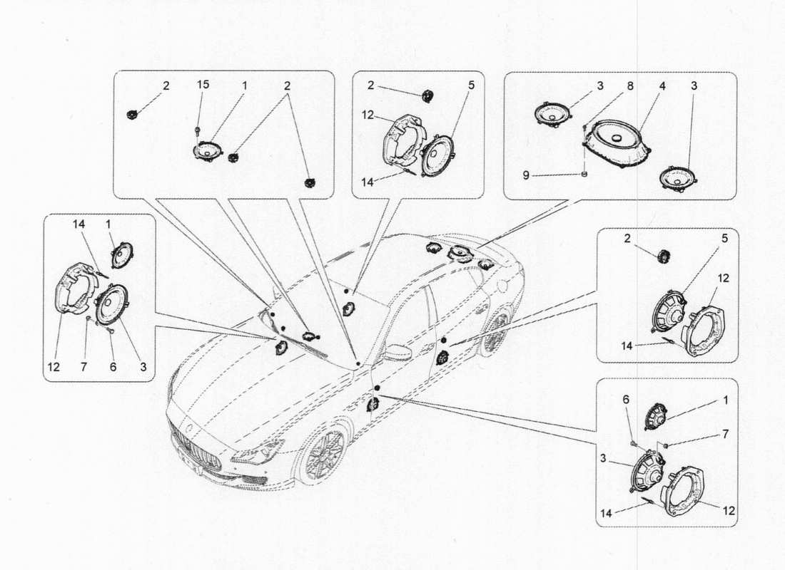 maserati qtp. v6 3.0 bt 410bhp 2015 schema delle parti del sistema audio