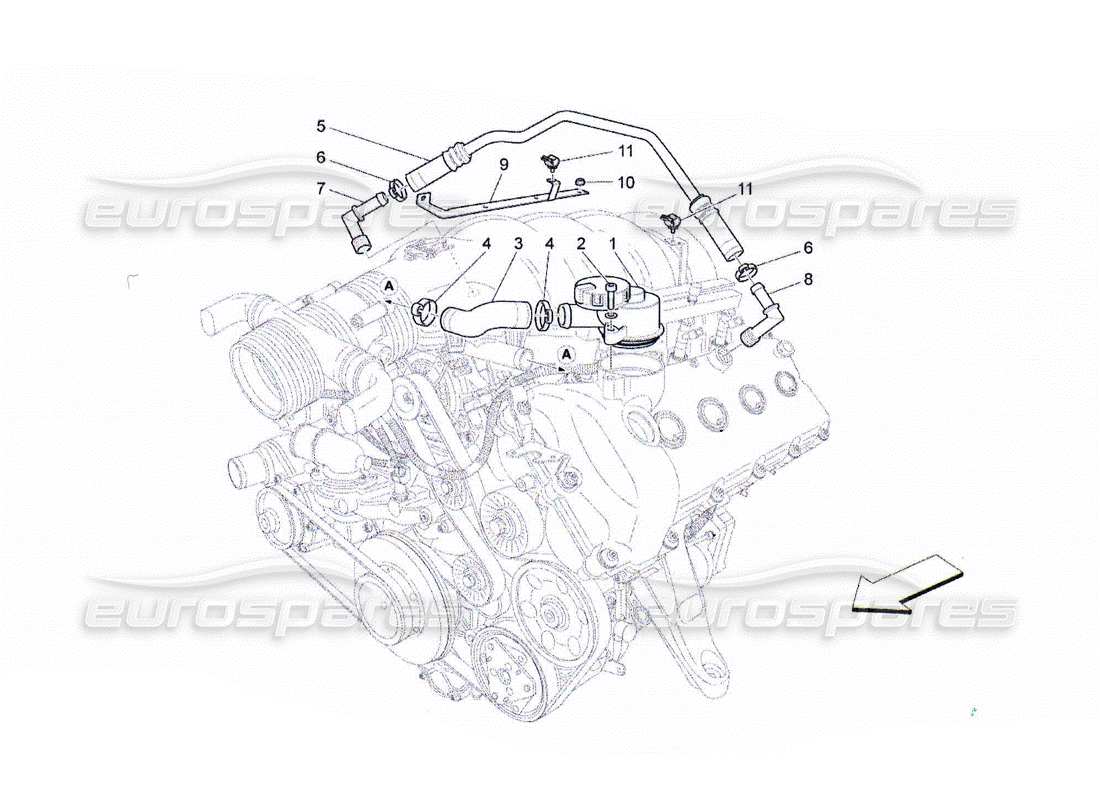 maserati qtp. (2010) 4.2 sistema di ricircolo dei vapori d'olio diagramma delle parti