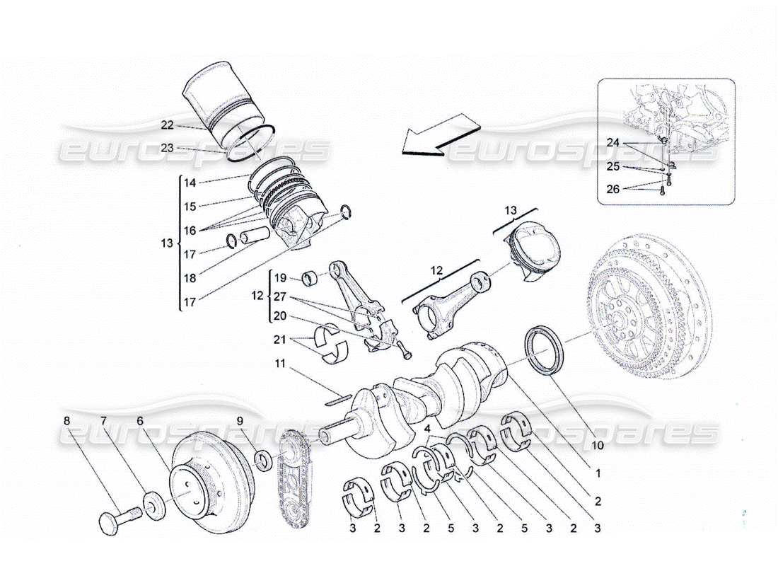 maserati qtp. (2010) 4.2 meccanismo a manovella diagramma delle parti