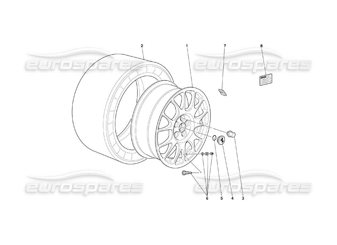 ferrari 360 challenge (2000) ruote diagramma delle parti