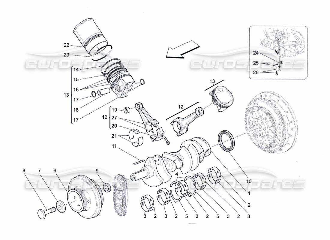 maserati qtp. (2010) 4.7 diagramma delle parti del meccanismo a manovella