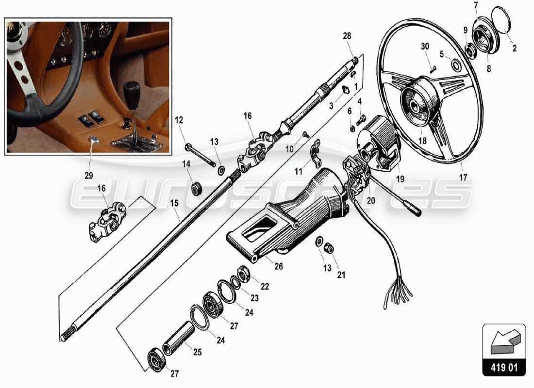 lamborghini miura p400s timone diagramma delle parti