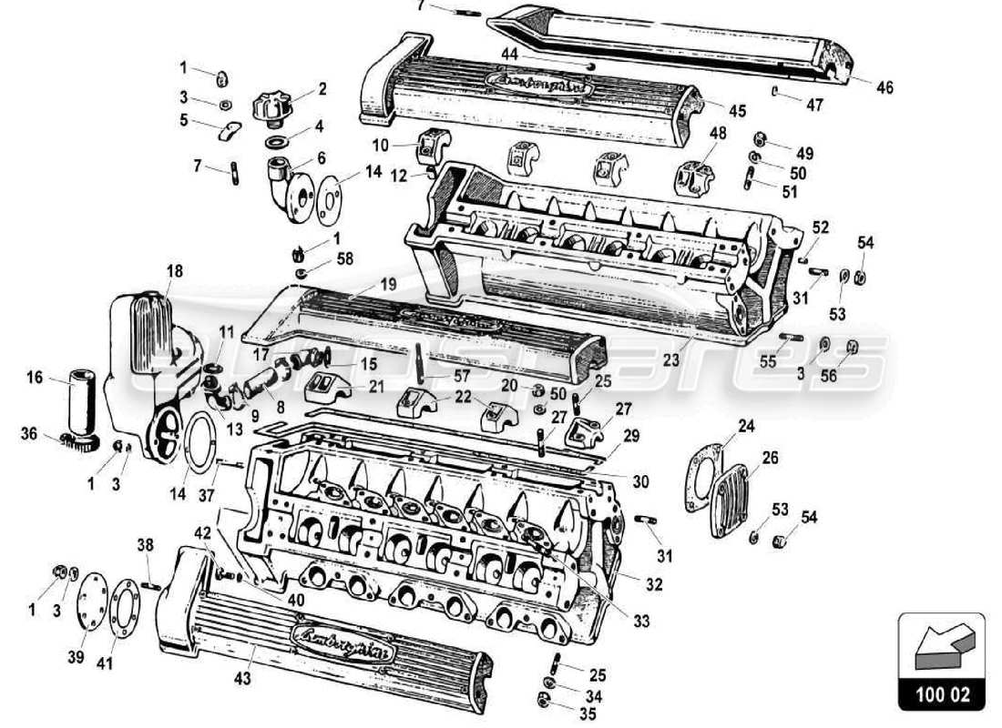 lamborghini miura p400s schema delle parti del motore