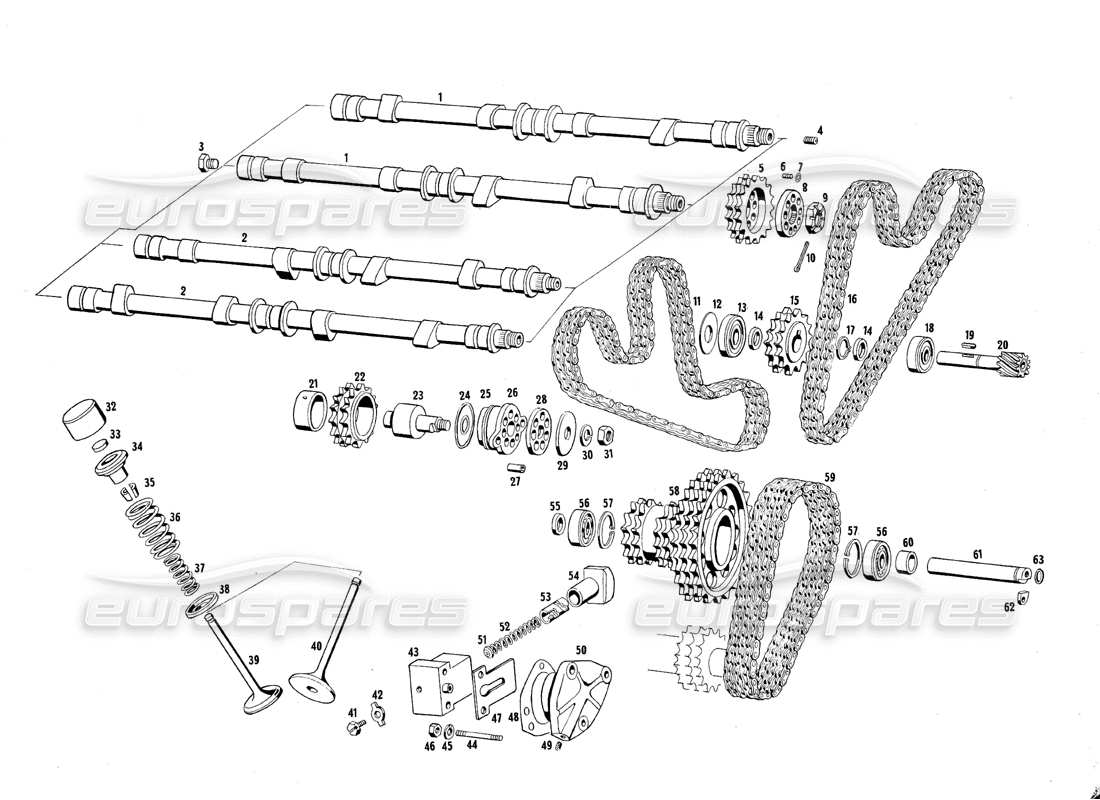 maserati qtp.v8 4.7 (s1 & s2) 1967 diagramma delle parti di temporizzazione
