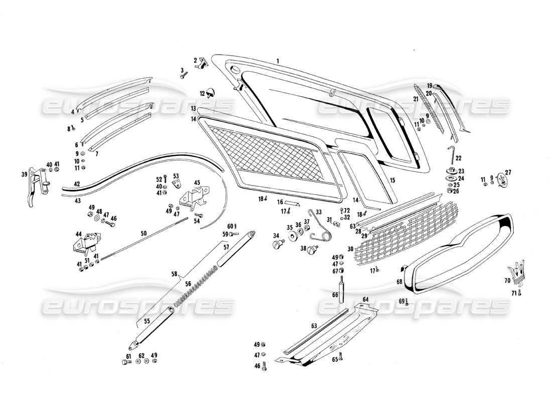 maserati qtp.v8 4.7 (s1 & s2) 1967 diagramma della parte anteriore dell'auto