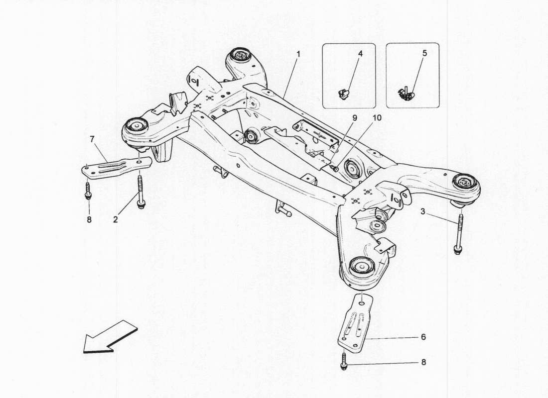 maserati qtp. v6 3.0 bt 410bhp 2wd 2017 telaio posteriore diagramma delle parti