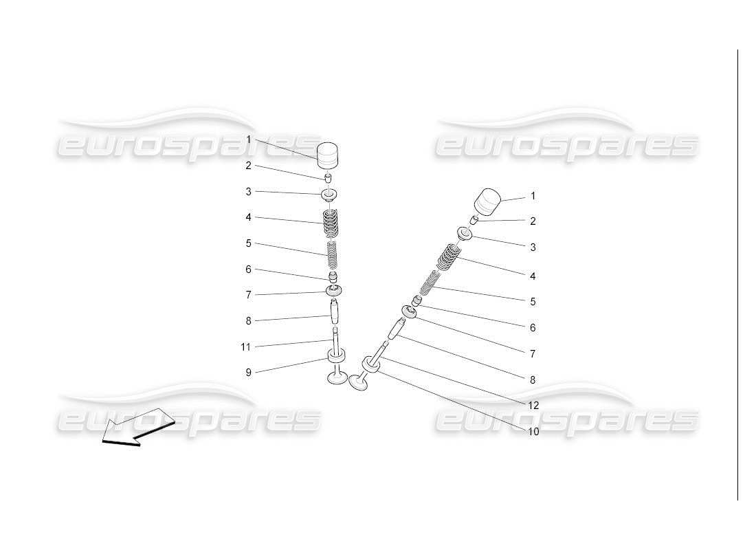 maserati qtp. (2007) 4.2 auto diagramma delle parti delle valvole