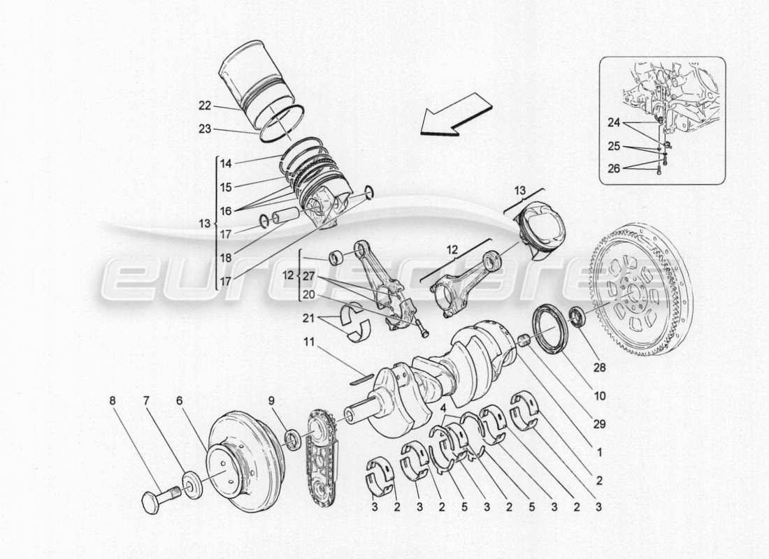 maserati granturismo special edition diagramma delle parti del meccanismo a manovella