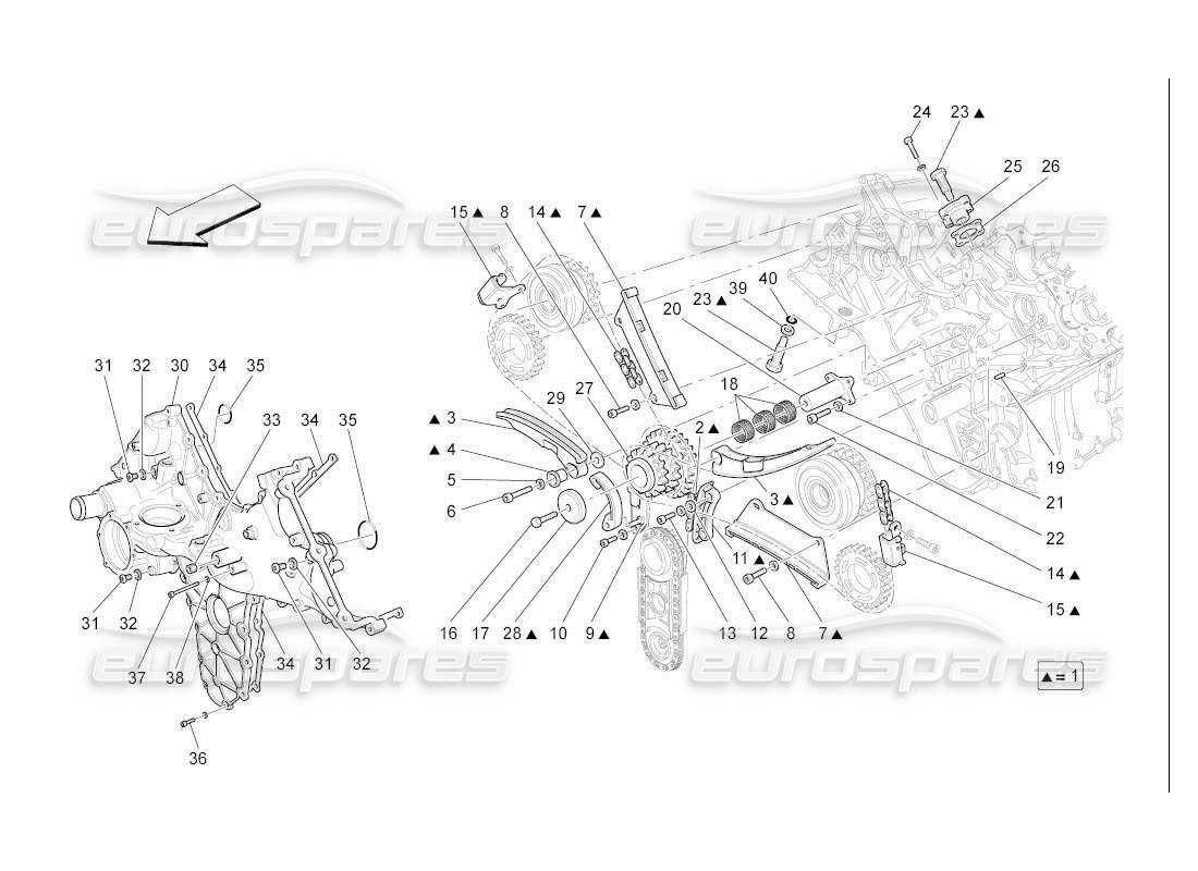 maserati qtp. (2007) 4.2 auto diagramma delle parti di temporizzazione