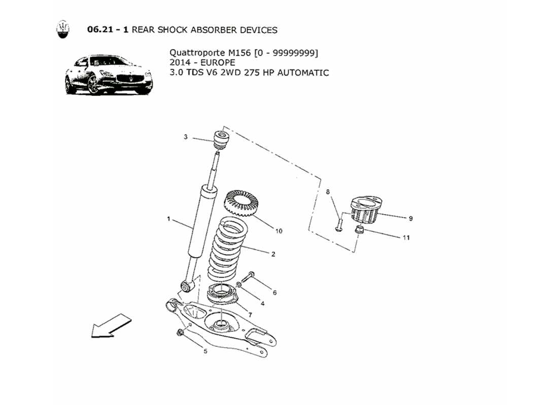 maserati qtp. v6 3.0 tds 275bhp 2014 schema delle parti dei dispositivi ammortizzatore posteriore