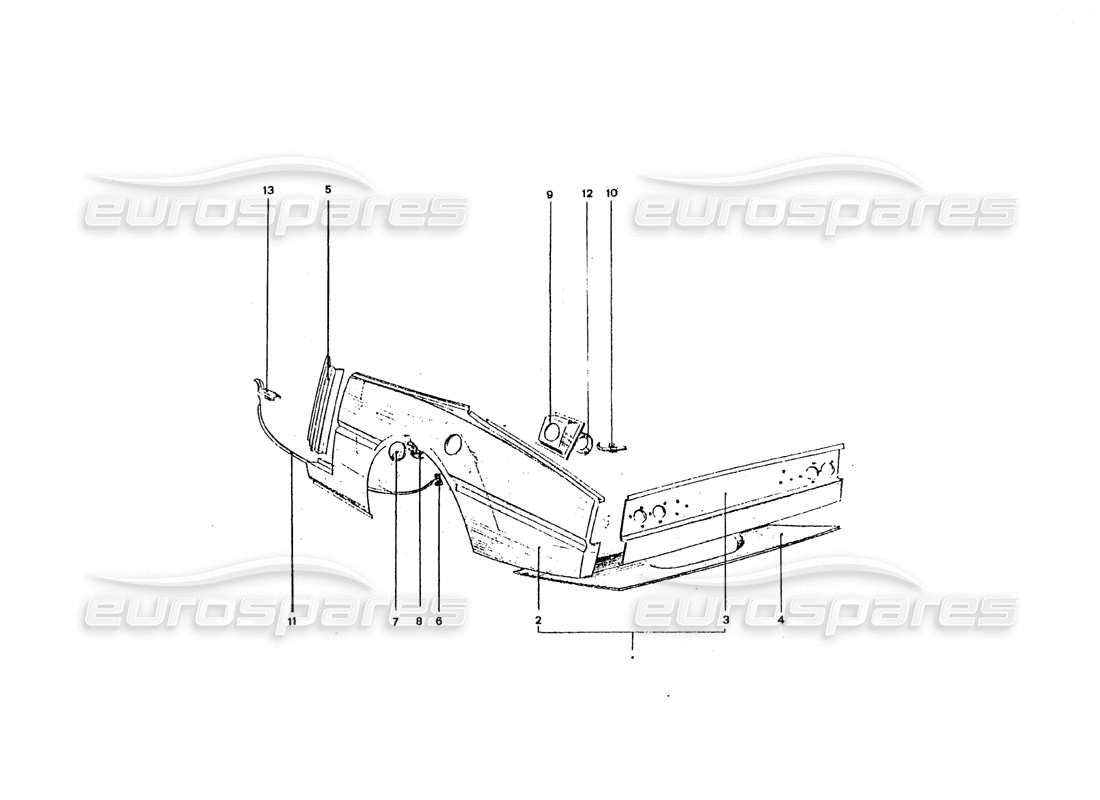 ferrari 365 gt4 2+2 coachwork diagramma delle parti dei pannelli terminali posteriori