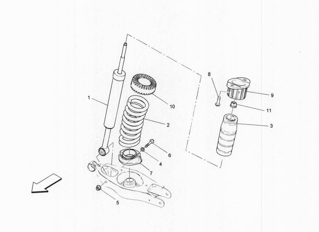 maserati qtp. v6 3.0 bt 410bhp 2wd 2017 schema delle parti dei dispositivi ammortizzatore posteriore