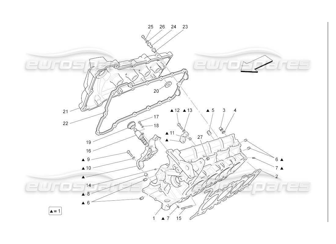 maserati qtp. (2007) 4.2 auto schema delle parti della testata destra