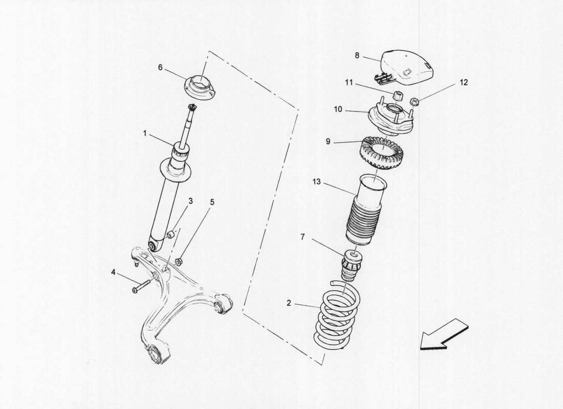 maserati qtp. v6 3.0 bt 410bhp 2wd 2017 diagramma delle parti dei dispositivi dell'ammortizzatore anteriore