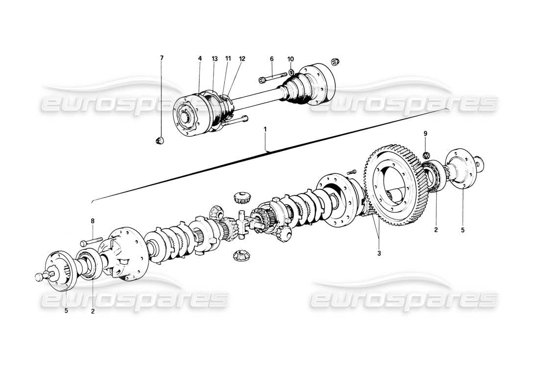 ferrari 308 (1981) gtbi/gtsi differenziale e semiassi diagramma delle parti