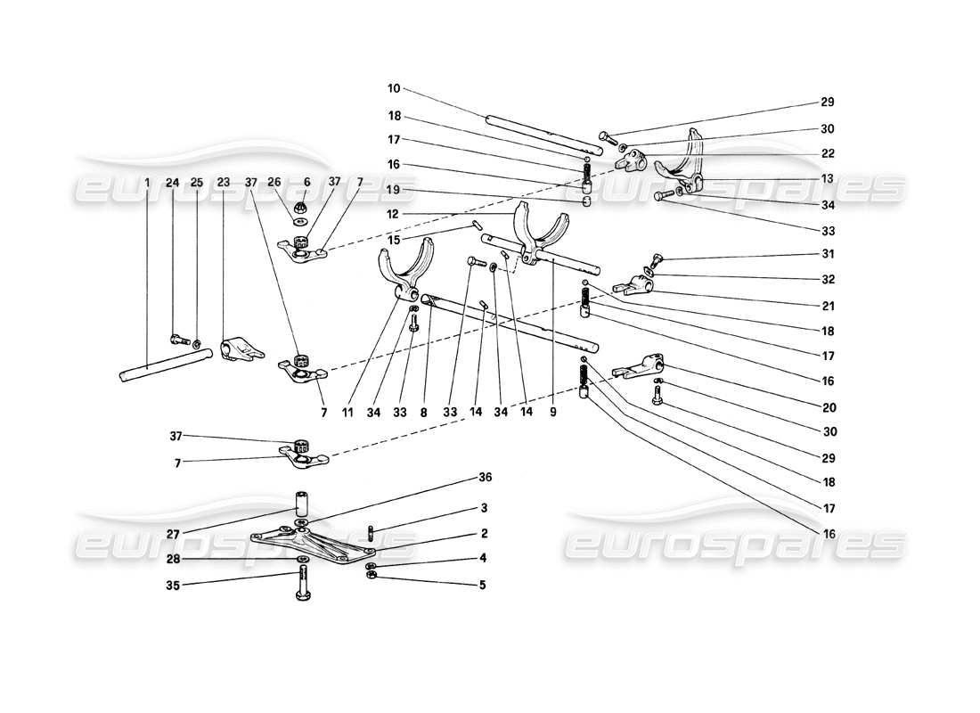 ferrari mondial 8 (1981) comandi interni del cambio diagramma delle parti