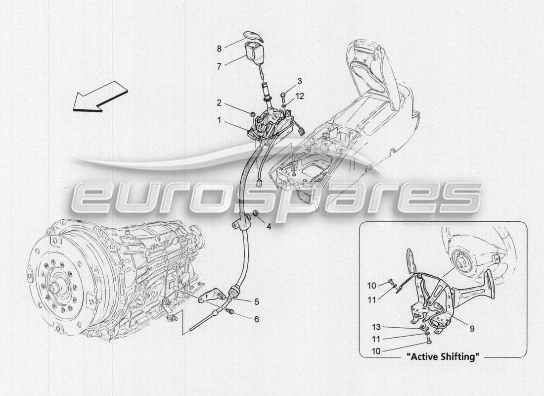 maserati grancabrio mc centenario comandi conducente per cambio automatico diagramma delle parti