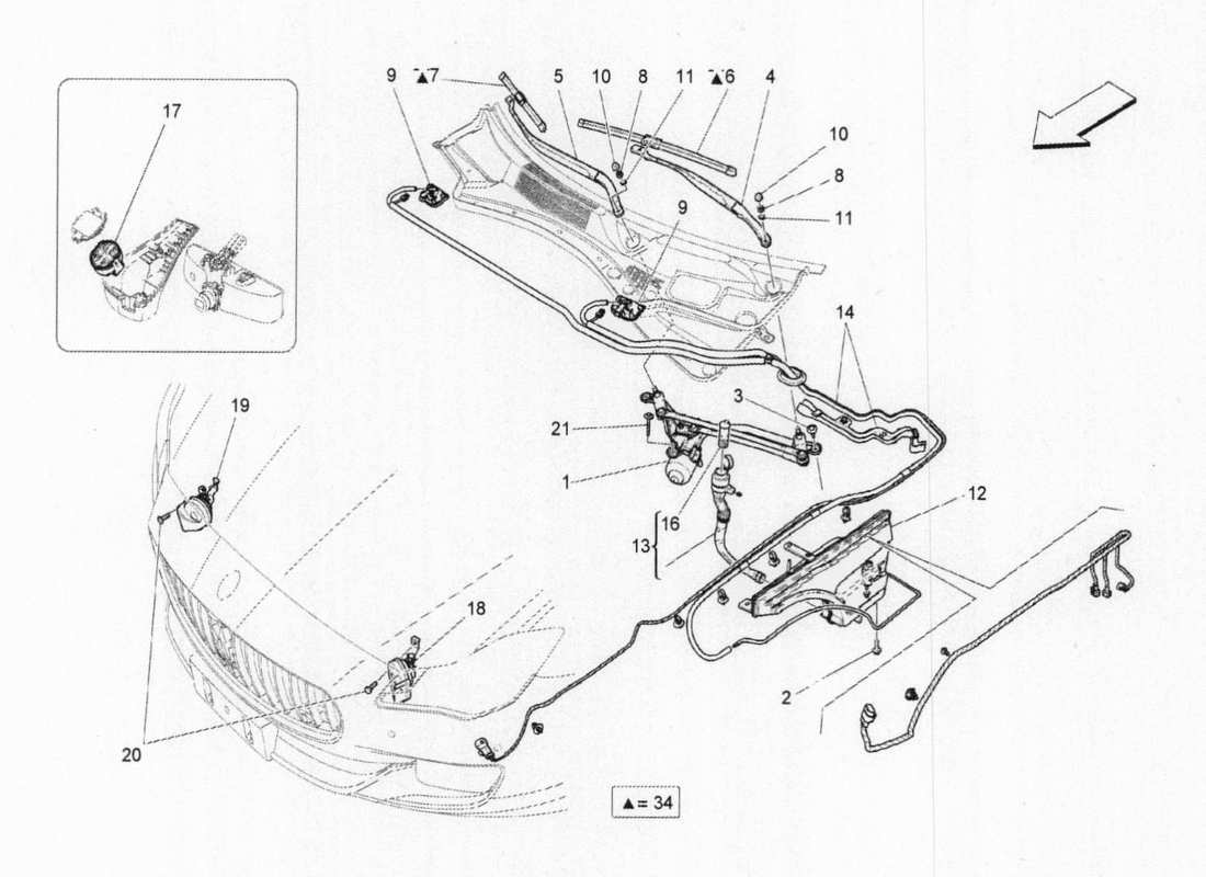 maserati qtp. v6 3.0 bt 410bhp 2015 diagramma delle parti dei dispositivi esterni del veicolo