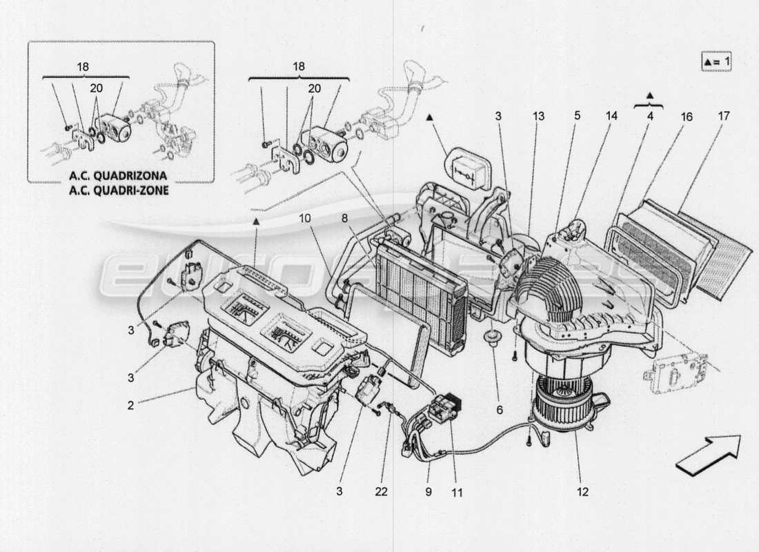 maserati qtp. v8 3.8 530bhp 2014 auto unità a c: diagramma delle parti dei dispositivi del dashboard