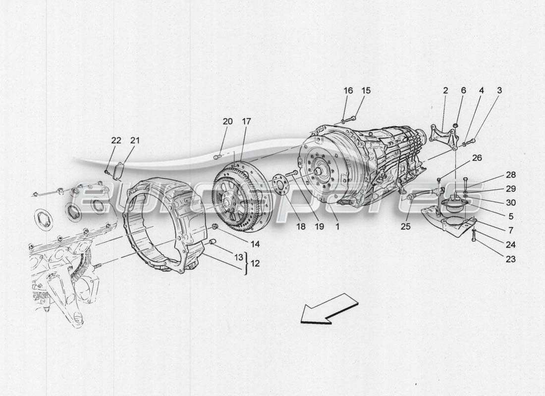 maserati grancabrio mc centenario alloggiamenti del cambio diagramma delle parti