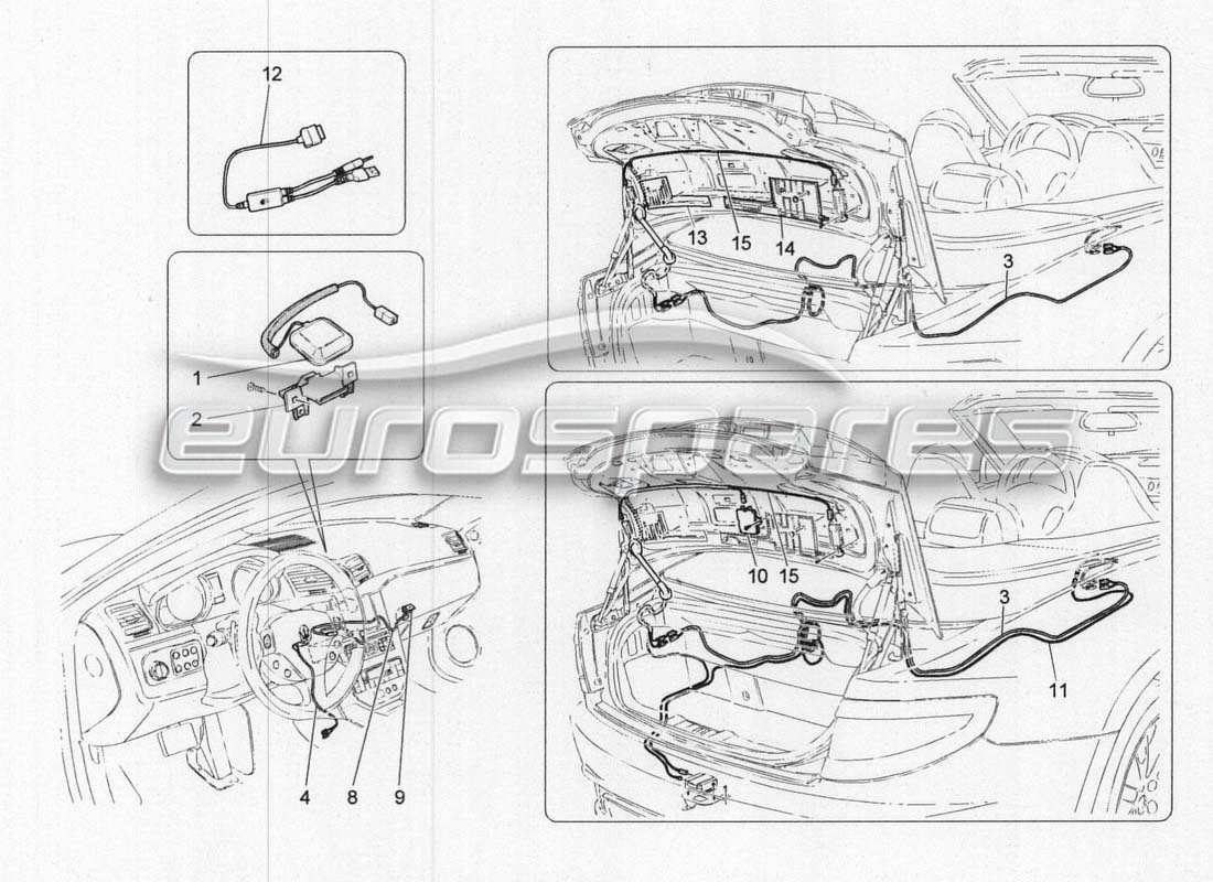 maserati grancabrio mc centenario schema delle parti del sistema di ricezione e connessione