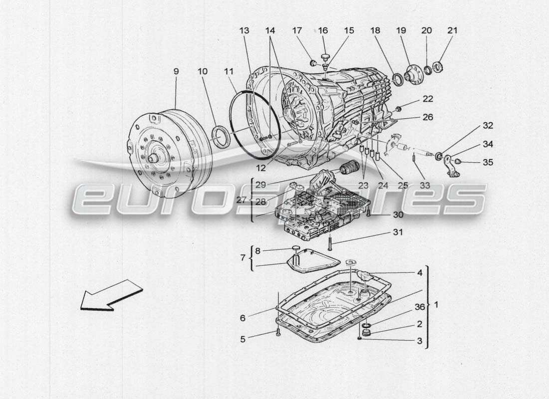 maserati grancabrio mc centenario alloggiamenti del cambio diagramma delle parti