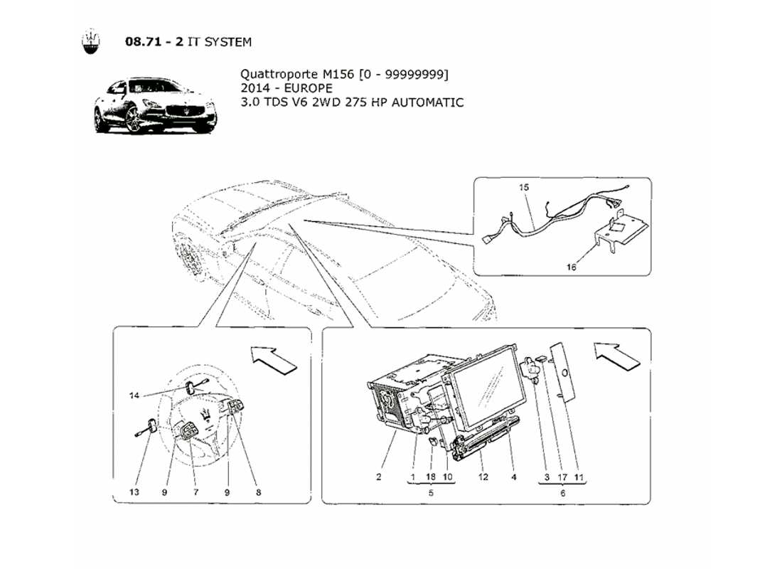 maserati qtp. v6 3.0 tds 275bhp 2014 diagramma delle parti del sistema it