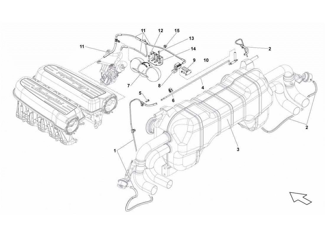 lamborghini gallardo sts ii sc impianto di scarico diagramma delle parti