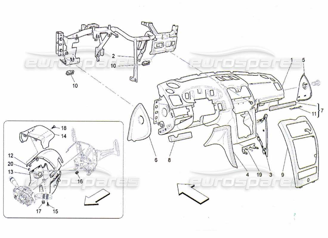 maserati qtp. (2010) 4.2 unità cruscotto diagramma delle parti