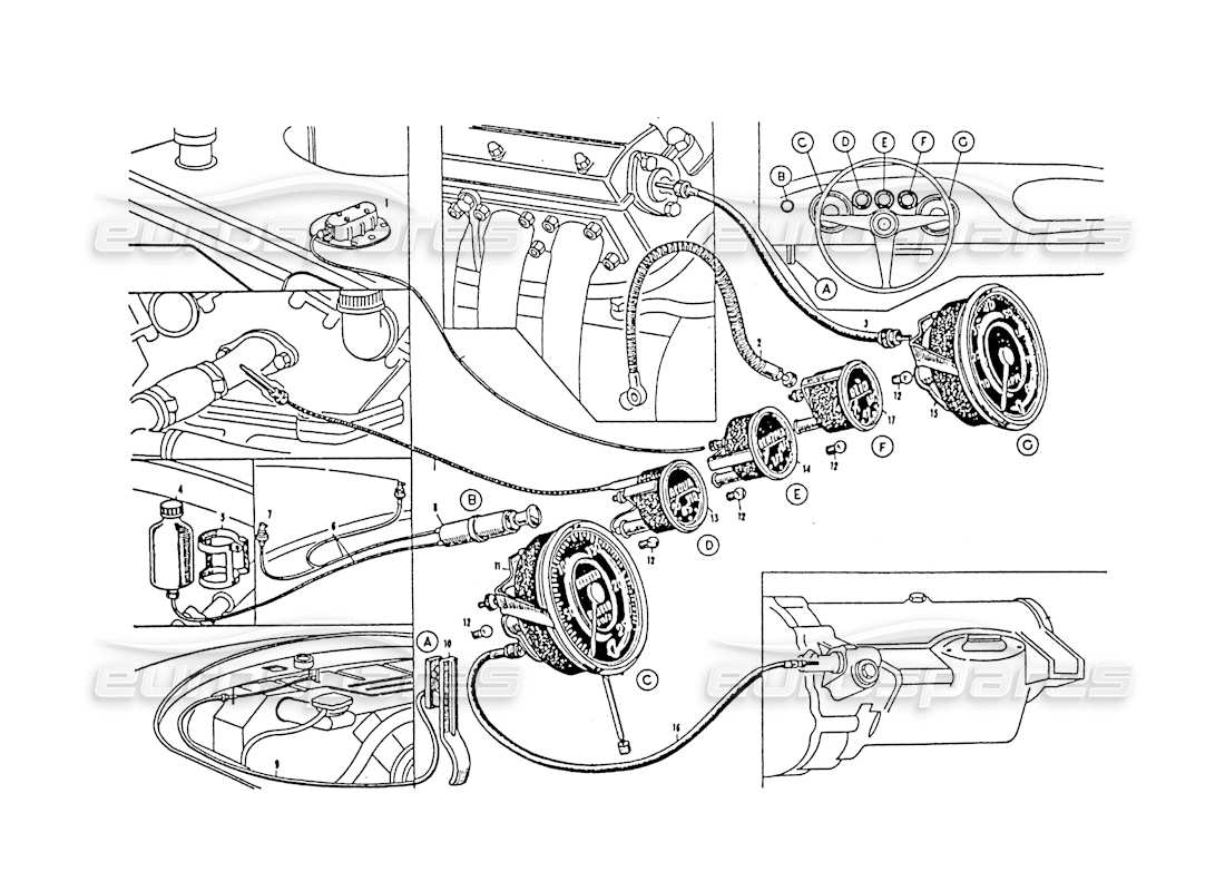 maserati 3500 gt diagramma delle parti degli strumenti del cruscotto