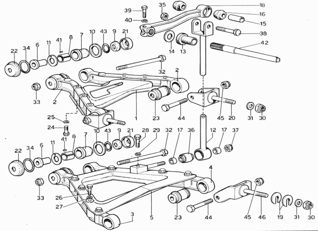 ferrari 365 gtb4 daytona (1969) diagramma delle parti della sospensione posteriore