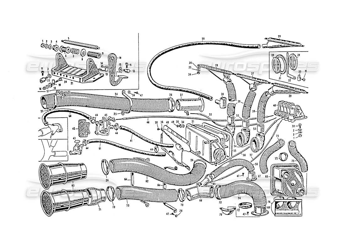 maserati 3500 gt heating and cooling system part diagram