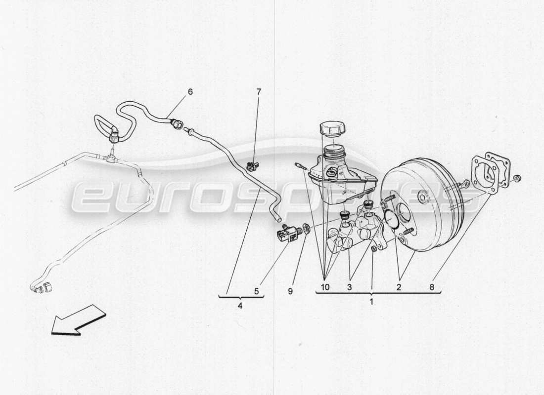 maserati qtp. v8 3.8 530bhp 2014 auto diagramma delle parti del servosistema freno