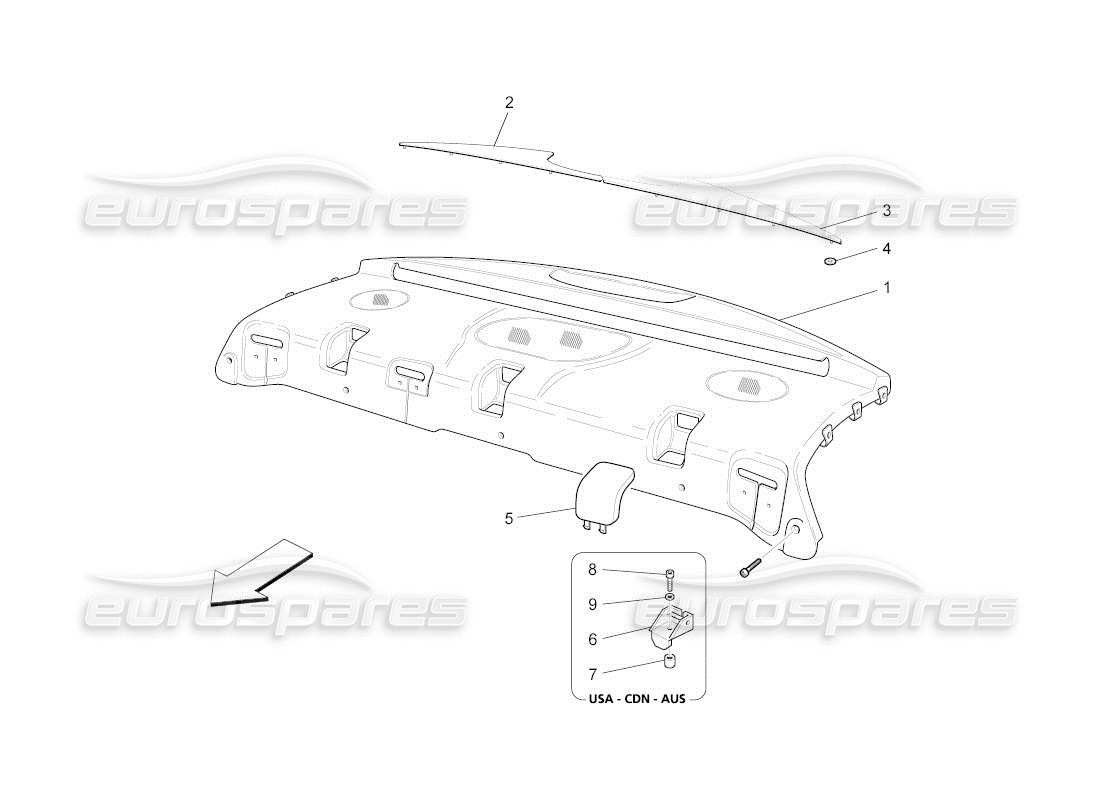 maserati qtp. (2011) 4.2 auto ripiano posteriore diagramma delle parti