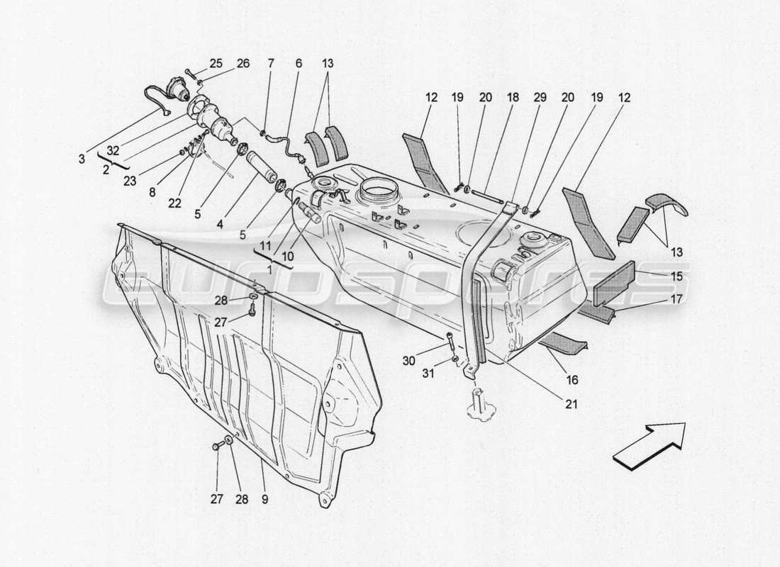 maserati granturismo special edition diagramma delle parti del serbatoio del carburante