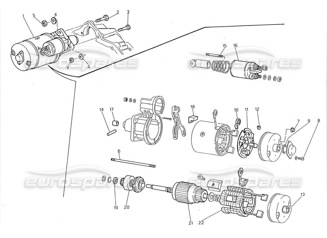 maserati 228 schema delle parti del motorino di avviamento marelli