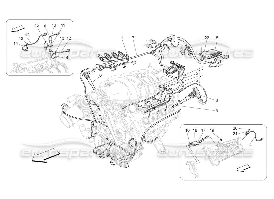 maserati qtp. (2006) 4.2 f1 controllo elettronico: diagramma delle parti di controllo dell'iniezione e della fasatura del motore