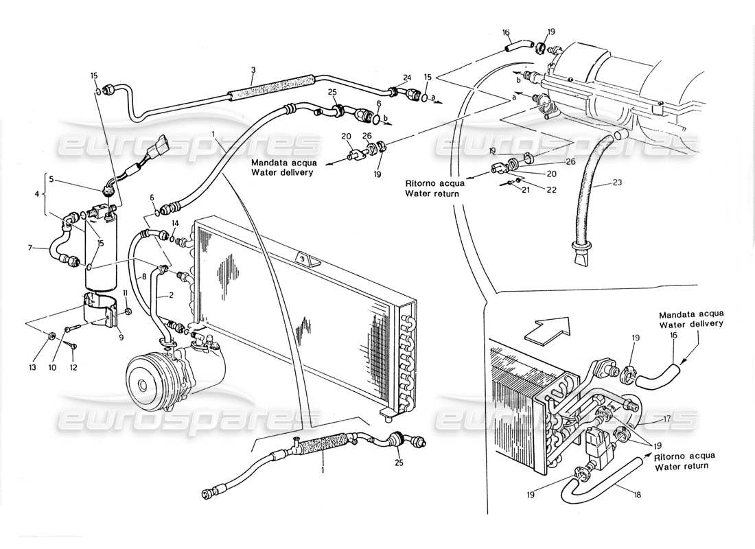 maserati 228 schema delle parti del sistema di climatizzazione (sterzo sinistro).