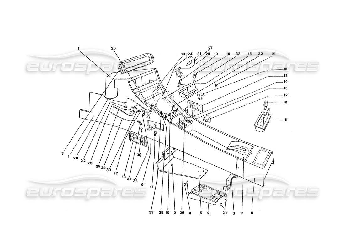 ferrari 365 gt4 2+2 coachwork diagramma delle parti degli interruttori e leve della console centrale